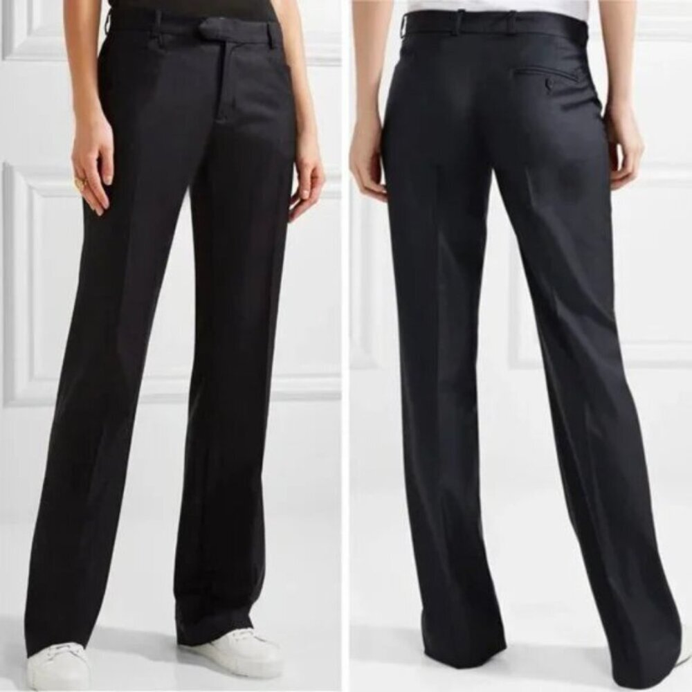 Joseph Rocker Black Gabardine Stretch Straight Leg Trousers Size 10